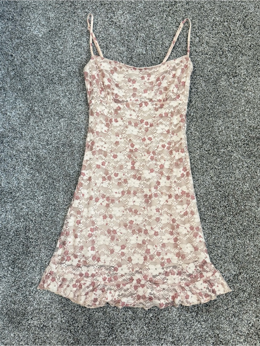 Floral Lace Slip Dress in Blush Pink